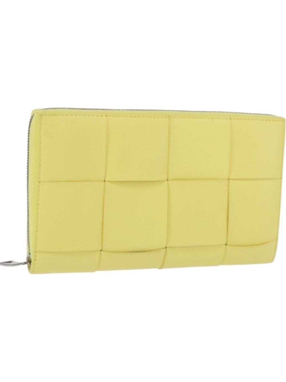 BOTTEGA VENETA MAXI INTRECCIATO Long Wallet Leather Yellow Silver